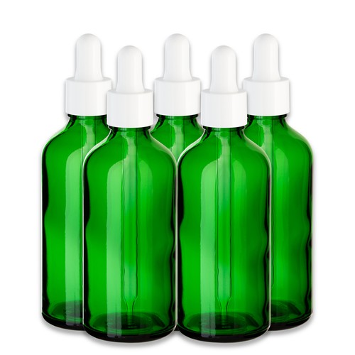 Grüne glasflasche 100 ml - 5x,