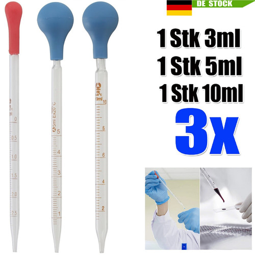 Glas messpipette gummikappe - 3x,